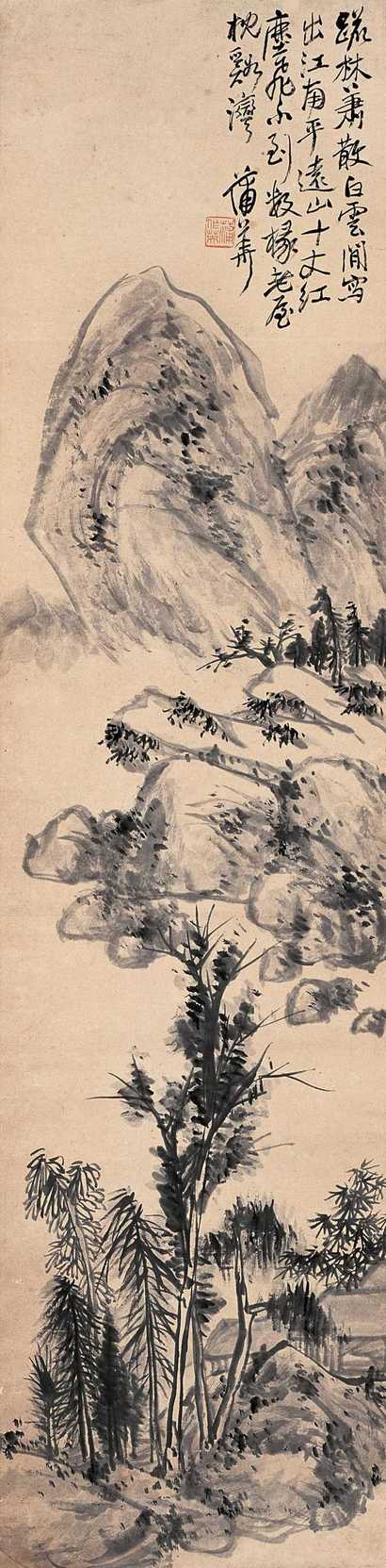 蒲华 山水（疏林萧散款） 立轴